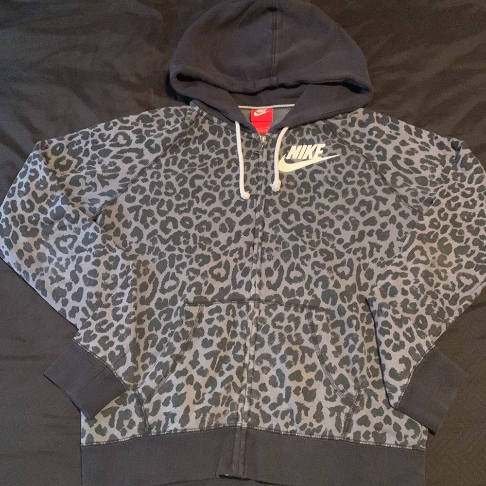 Nike leopard cheetah print zip up hoodie sweater